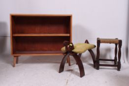 A collection of furniture to include open window bookcase cabinet.