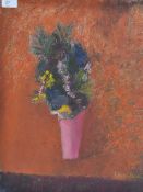 Audrey Lewis Hopkins ( 1914 - 2011) An oil on canvas board painting still life study of a flowers
