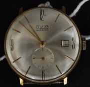A vintage gentlemans 1970's Avia mechanical wristwatch having 17 jewel Incabloc movement having