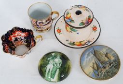 A mixed lot of china to include two pot lids,