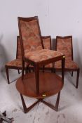 A set of 4 retro G-Plan teak wood 1970's dining chairs  having the original upholstery together