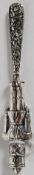 A Victorian style novelty babies rattle, stamped 925 to indicate silver,