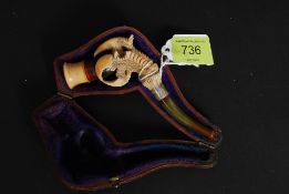 A silver hallmarked collared pipe with unusual claw and resin stem,