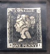 GB STAMPS; 1840 1d Penny Black with Black Maltese Cross pmk. Shows 'O' Flaw.