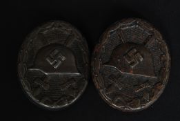 2x WWII Second World War third reich Nazi ' Wound Badges ' in bronze,