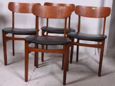 A set of 4 1970's retro  vintage mid century dining chairs with original black vinyl padded seats