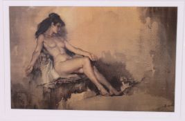 Flint, William Russell; a pair of framed and glazed prints of recumbent nudes.