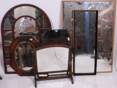 A collection of mirrors to include 1920's Jacobean moulded oak mirror along with others etc.