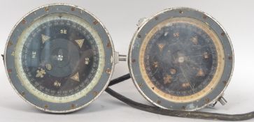 2 vintage 20th century Military ? Naval compass having covered dial in military grey