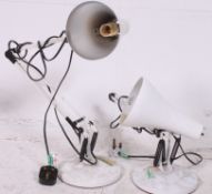 2 20th century Industrial Herbert Terry anglepoise lamps in white  having pendant shades with