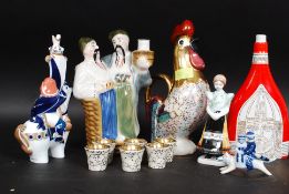 A collection of mostly Russian / USSR ceramics to include a Viking decanter / vase, ashtray,