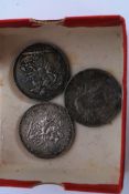 A collection of 3 silver crowns to include 2 George 3rd 1820 and 1821 ( one facing left,