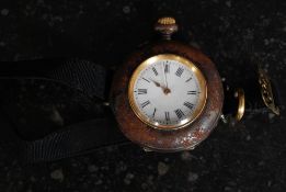 A Victorian / Early 20th century gold and rolled gold Interesting ladies watch set on bracelet