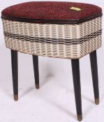 A good small retro 1950's style tapestry topped sewing chair ottoman box on legs,