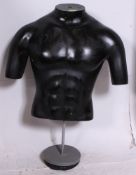 A vintage late 20th century tailors torso mannequin raised on chrome stand