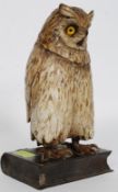 An Austrian patinated bronze model of a owl perched on a book,