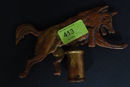 A late 19th/early 20th Century brass Friendly Society type staff finial of a wolf