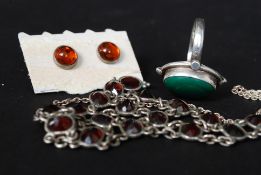 A collection of 925 silver white metal jewellery,