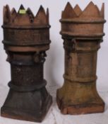 2 early 20th century large chimney pots having crown tops ( see illustration )