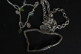 A selection of 4 silver heavy chain link and charm set bracelets. Total weight 48g.