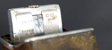 A 1930's Art Deco Sportank silver and snakeskin purse watch complete with white metal albert fob