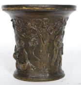 A stunning 19th century Continental French / German decorated mortar / brush pot.