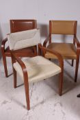 A set of 3 20th century upholstered bentwood contemporary office desk chairs ,