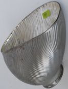 A good 1930's Art Deco glass oil lamp shade of unusual shape with circular recess to the bottom