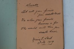 An original WWI era autograph book, containing ditty's, sketches and other period related poems etc.