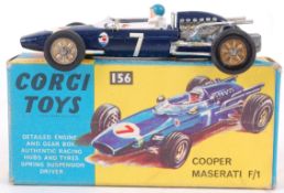 CORGI; An original vintage diecast model Corgi 156 Cooper Maserati F1 racing car. In blue, with No.