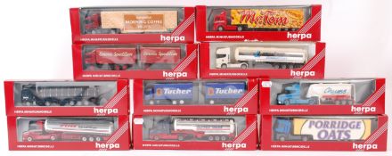 HERPA; A collection of 10x Herpa 1:76 scale diecast model advertising lorries and trailers.