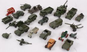 DIECAST; A mixed lot of assorted vintage diecast model cars and vehicles, mostly Military related,