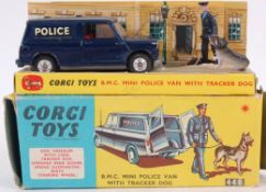 CORGI; An original vintage diecast model Corgi 448 BMC Mini Police Van set,