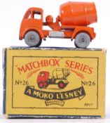 MOKO LESNEY; An original vintage Moko Lesney diecast model No. 26 ERF Cement Mixer.