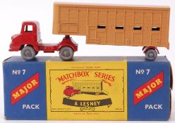 MATCHBOX LESNEY; Original vintage Matchbox Lesney Major PAck No. 7 M-7 Cattle Truck.