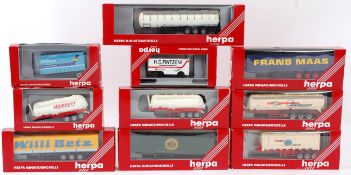 HERPA; A collection of 10x Herpa 1:76 scale diecast model advertising lorry trailers.