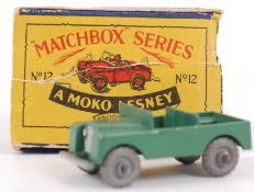 MOKO LESNEY; An original vintage Moko Lesney diecast model No.12 Land Rover.