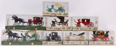 BRUMM; A collection of 8x Italian Brumm diecast model horse carriages.