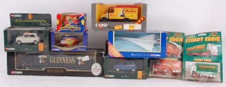 DIECAST; A mixed lot of boxed / carded diecast model cars / vehicles to include Corgi lorry,