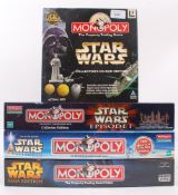 STAR WARS MONOPOLY; A collection of 4x boxed sets of Star Wars Monopoly, each complete,