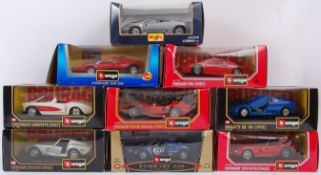 BURAGO; A collection of 9x Burago 1:24 scale boxed diecast model cars,