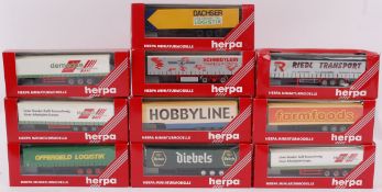 HERPA; A collection of 10x Herpa 1:76 scale diecast model advertising lorry trailers.