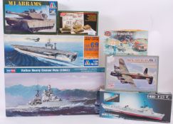MODEL KITS; 7x assorted military plastic model kits to include Airfix RAF Set, Italeri, Academy,