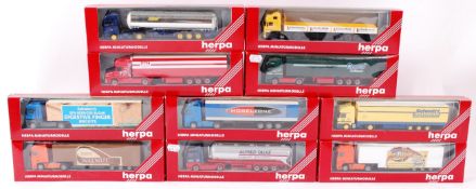 HERPA; A collection of 10x Herpa 1:76 scale diecast model advertising lorries and trailers.