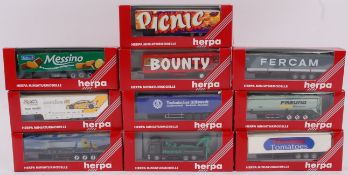 HERPA; A collection of 10x Herpa 1:76 scale diecast model advertising lorry trailers.