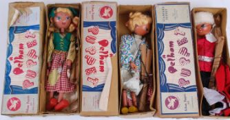 PELHAM PUPPETS; A collection of 3x Brown Boxed vintage Pelham Puppets.