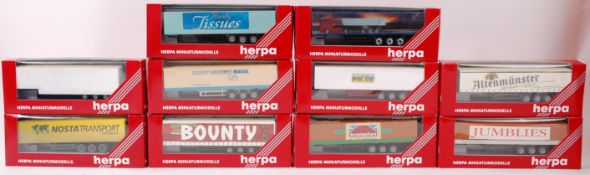 HERPA; A collection of 10x Herpa 1:76 scale diecast model advertising lorry trailers.