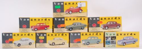 VANGUARDS; A collection of 8x 1:43 scale Vanguards diecast model cars,