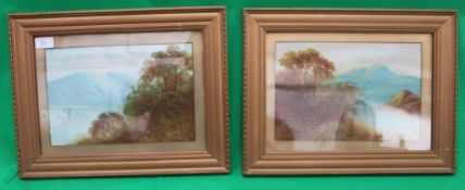 Pair of water colour depicting continent