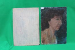 Oil on board of a man with curley hair H